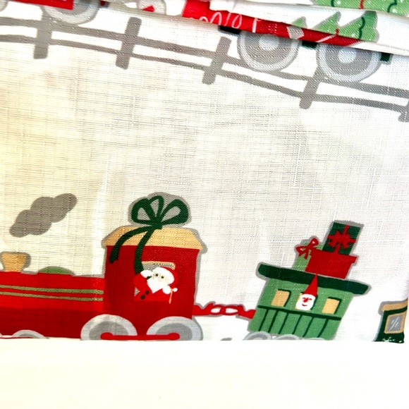 Christmas Holiday Santa Train Fabric Shower Curtain Presents Trees Festive - Picture 5 of 9